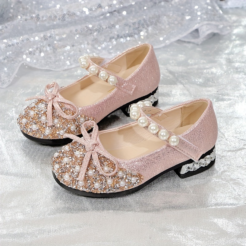 Kids Girls Summer Crystal Princess Shoes Soft Soles Casual Fashion with Bow
