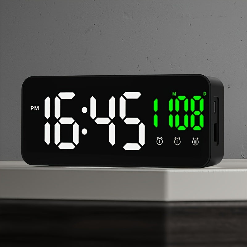 LED Clock with Smart Alarm and Mirror Design for Home Decor