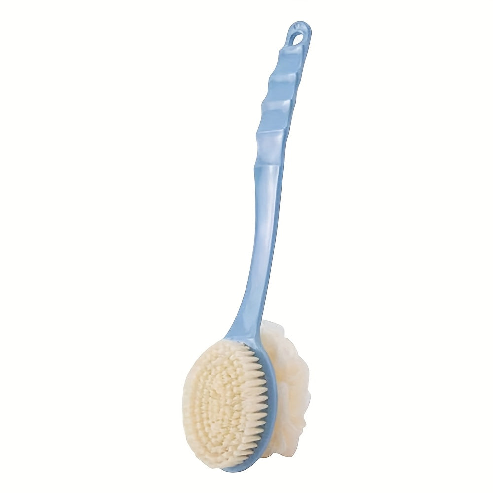 Dual-Headed Bath Brush with Soft Loofah for Back Scrubbing Oil-Free Battery-Free
