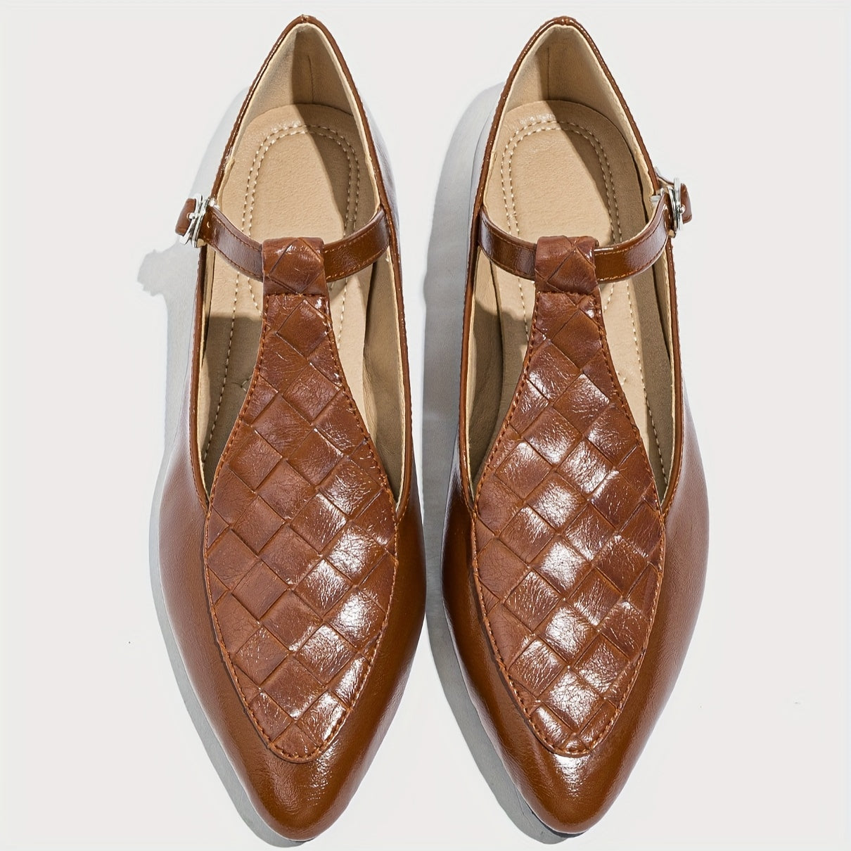 Women's Black Faux Leather Slip-On Loafers with Gold Buckle