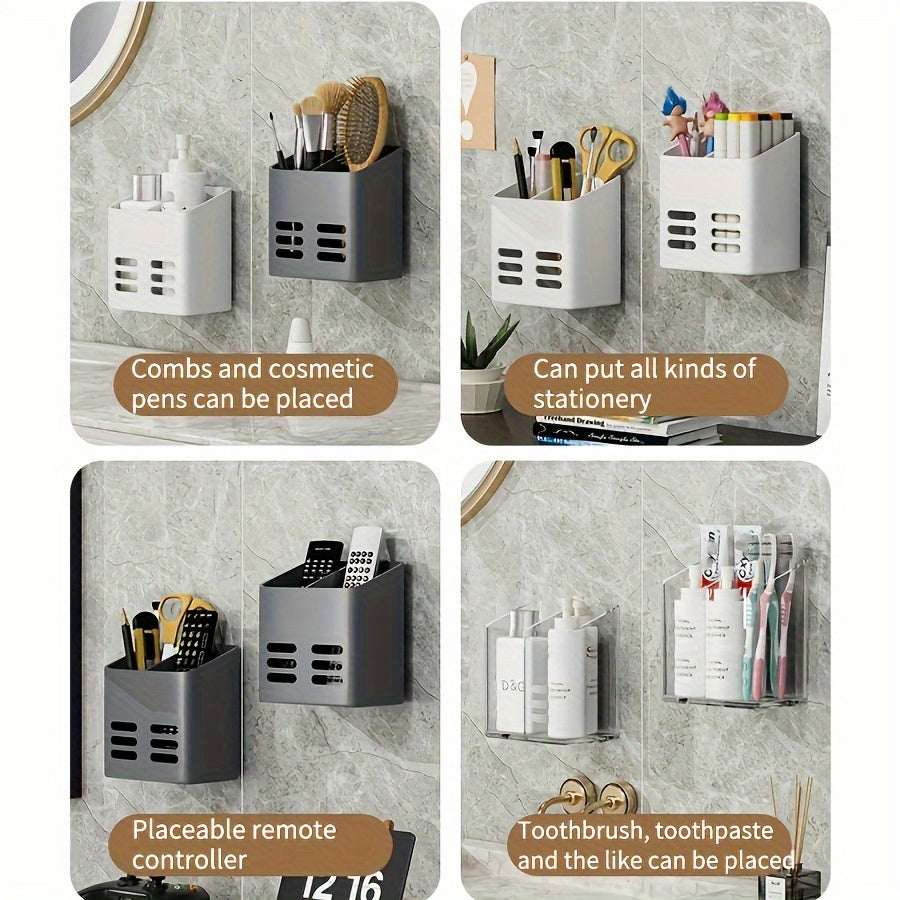 Organizador de almacenamiento de pared con cesta con drenaje para cocina baño plástico