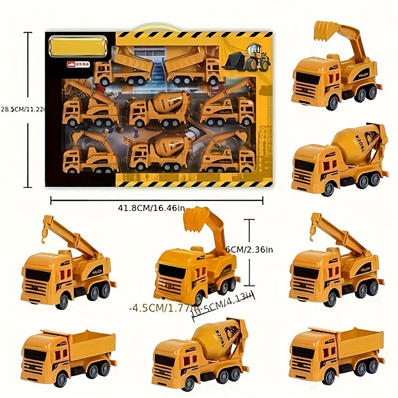 8-Piece Construction Toy Set with Excavator and Vehicles for Ages 3+