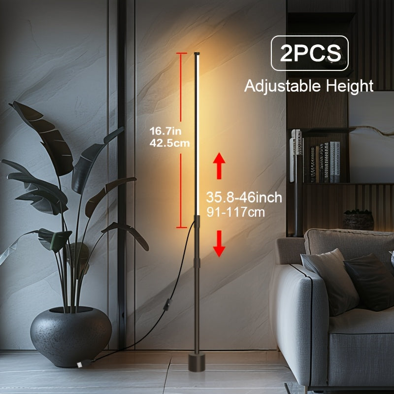 Adjustable Nordic Style LED Corner Floor Lamp with USB Power Black for Living Room Bedroom Gaming Room