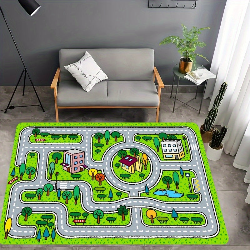 Cute Cartoon Pattern Play Area Rug Non-Slip Washable Floor Mat Multiple Sizes