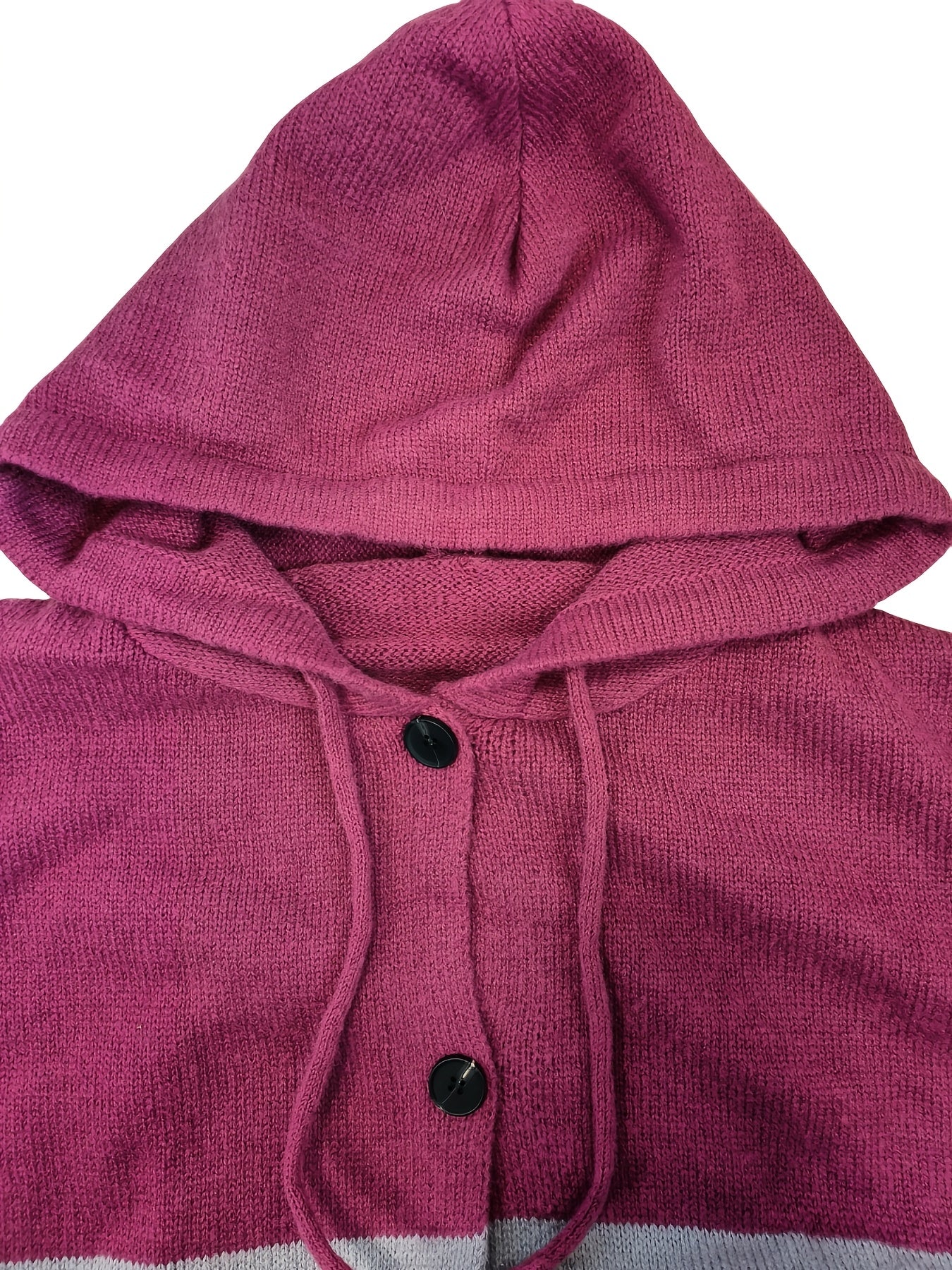 Plus o'lcham ayollar uchun kapşonli sviter, katta o'lchamli, rang blokli, uzun qo'lli, cho'ntaklar bilan