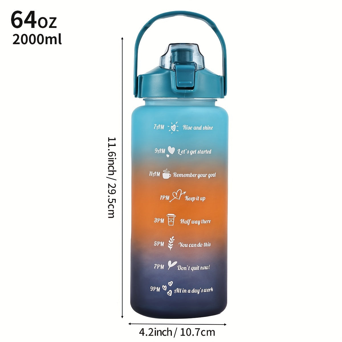 Botella de agua de color degradado ligera con pajita, gran capacidad, libre de BPA para senderismo y camping