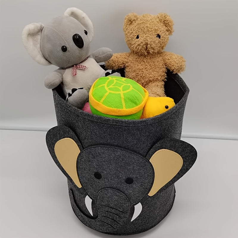 Cartoon Felt Storage Bin for Kids Toys Clothes 13.8x14.6 Inches
