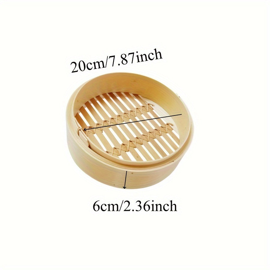 Three-Piece Bamboo Steamer Set 20cm for Dumplings Fish Meat Bread Kitchen Steamer