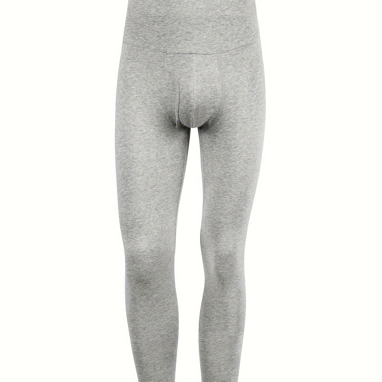 Men's High-Waisted Cotton Leggings Slim Fit Tummy Control Stretch Long for Fall Spring