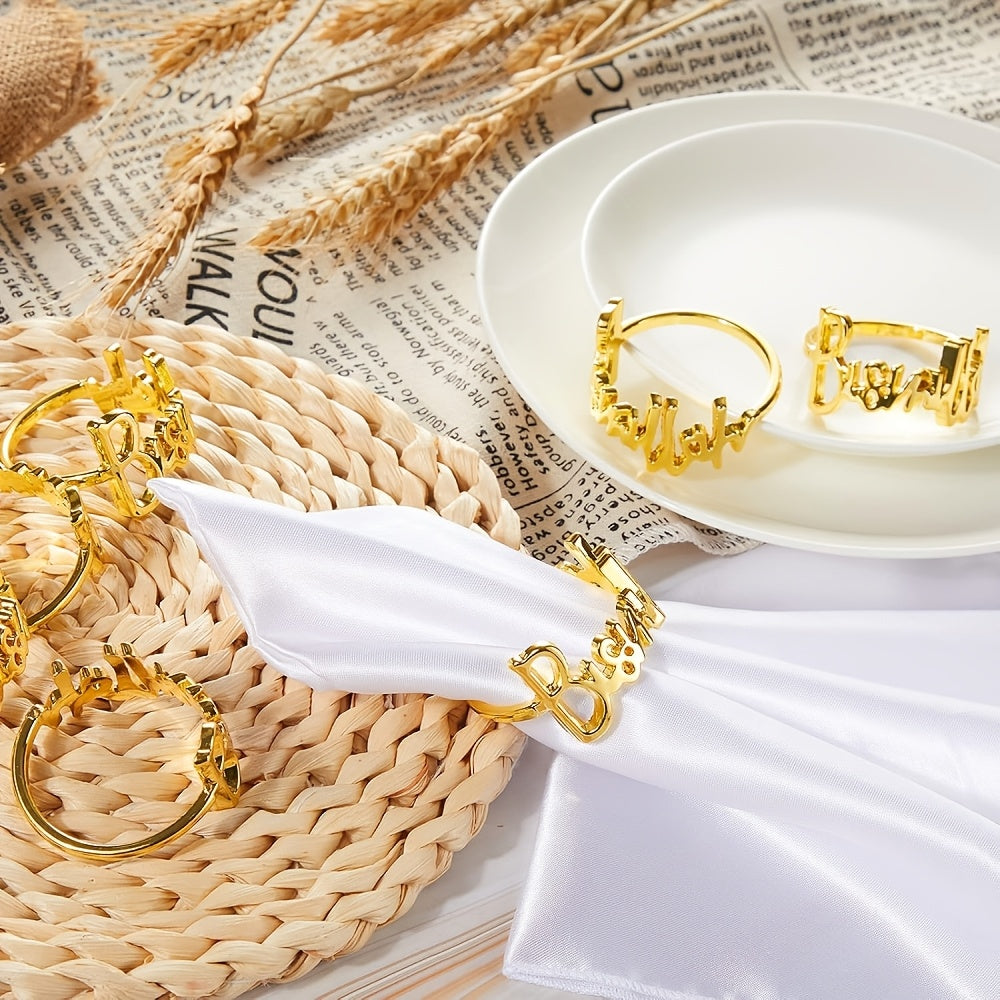 12-Pack Cast Iron Napkin Rings with Bismillah Design for Ramadan Weddings Parties