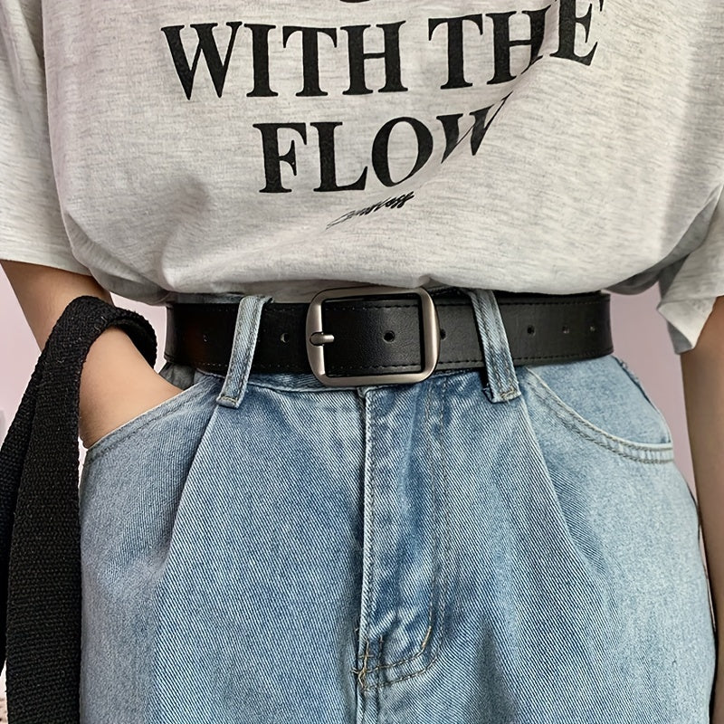 Women's PU Leather Belt with Pin Buckle for Jeans and Dress Pants