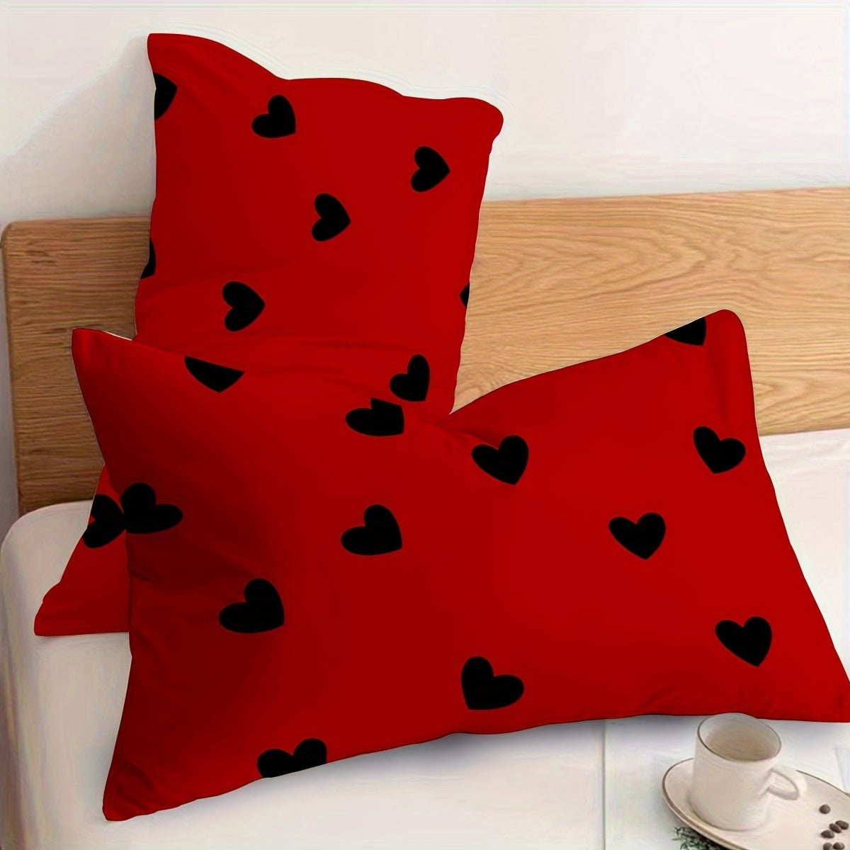 Juego de 2 fundas de almohada con patrón de amor transpirable para dormitorio, sofá, decoración de tela