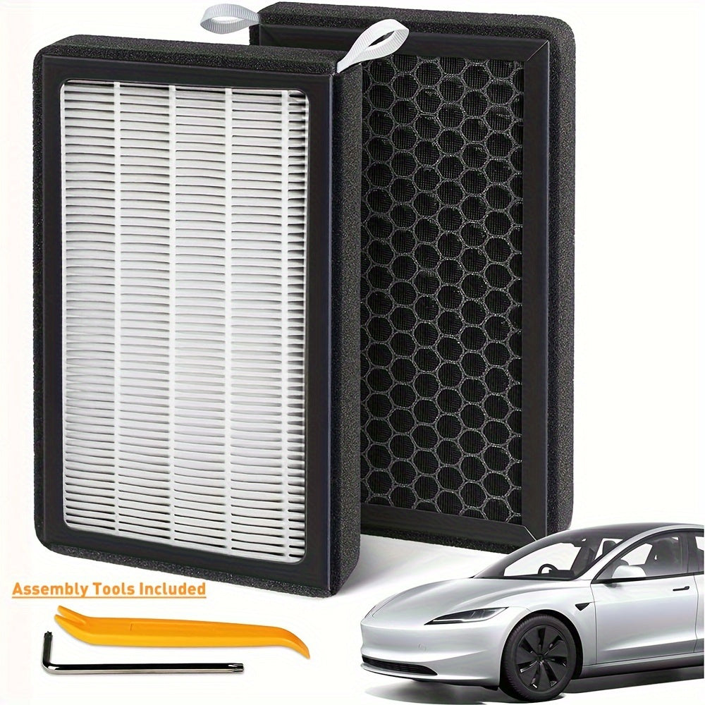 Комплект для замены воздушного фильтра автомобиля для Tesla Model 3 и Model Y HEPA активированный уголь, упаковка из 2