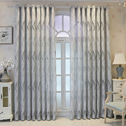 White Sheer Curtain with Feather Leaf Jacquard Grommet Top for Living Room Bedroom
