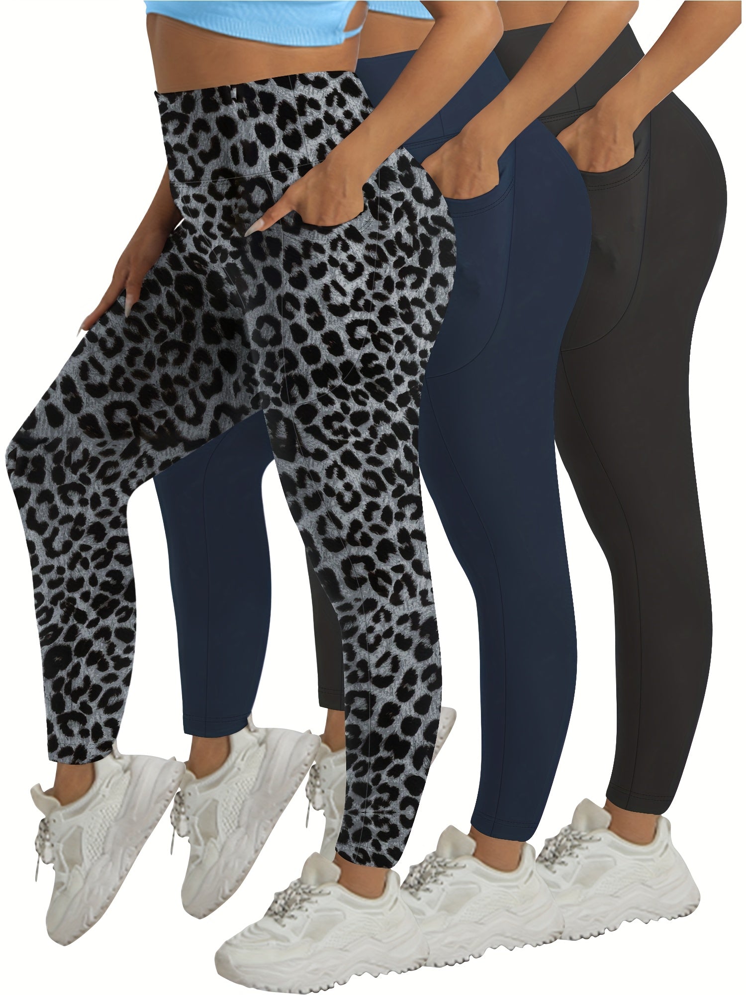 Ayollar uchun paxta materialidan tayyorlangan, katta o'lchamli, yuqori belli, qisqa shimlar, yon cho'ntaklar bilan, yoga va sport uchun