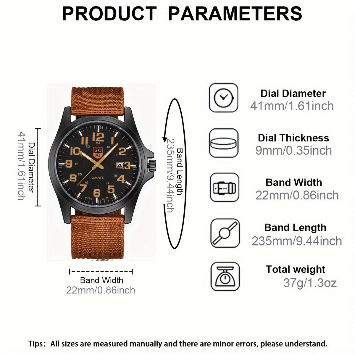 Men's Watch Set Digital Dial Nylon Strap Alloy Case 4-Piece Gift