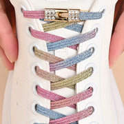 Unisex Rainbow Rhinestone Buckle Shoelaces 3 Pairs, Elastic, Fashion