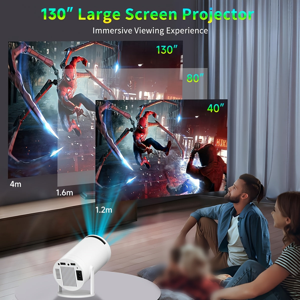 Mini proyector con rotación de 270° Wifi 6 Android 12 cine en casa