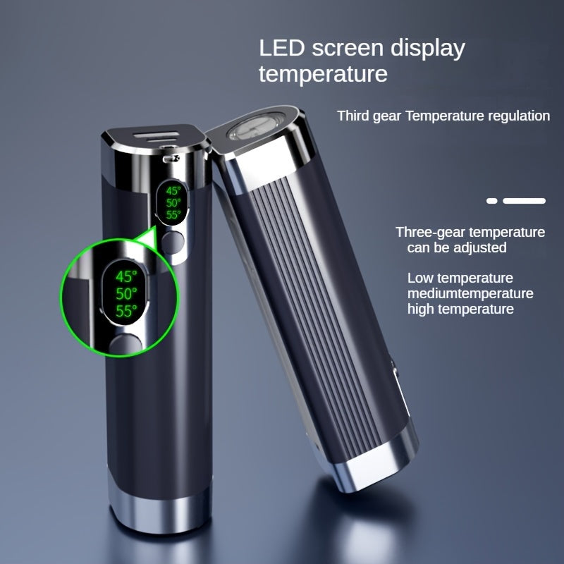 Paquete de 2 calentadores de manos USB magnéticos, bancos de energía recargables, negro