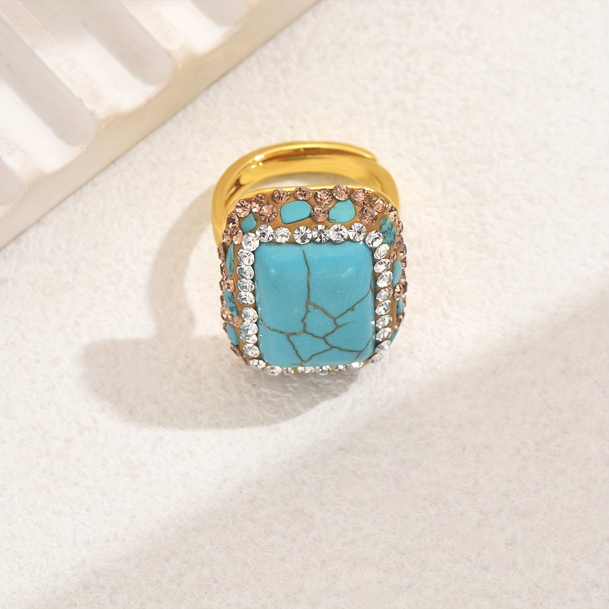 Vintage-Inspired Boho Turquoise Statement Ring for Women Jewelry Gift