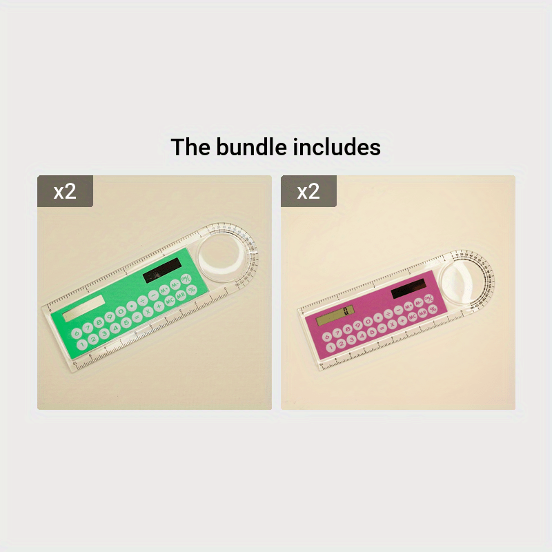 Mini Ultra-Thin Solar Calculator Ruler with Magnifying Glass 10cm Office School Supplies