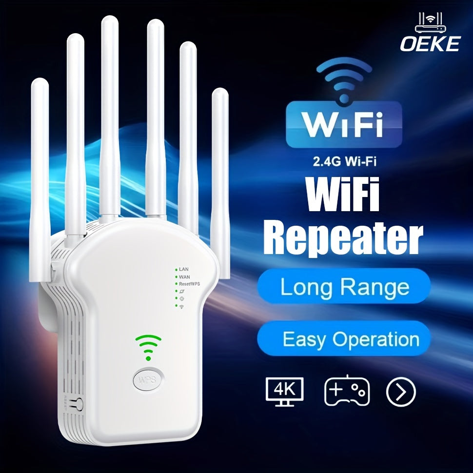 Dual-Band Wi-Fi Repeater 1200 Mbps Long Range 6 Antennas Ethernet Port for Home Office