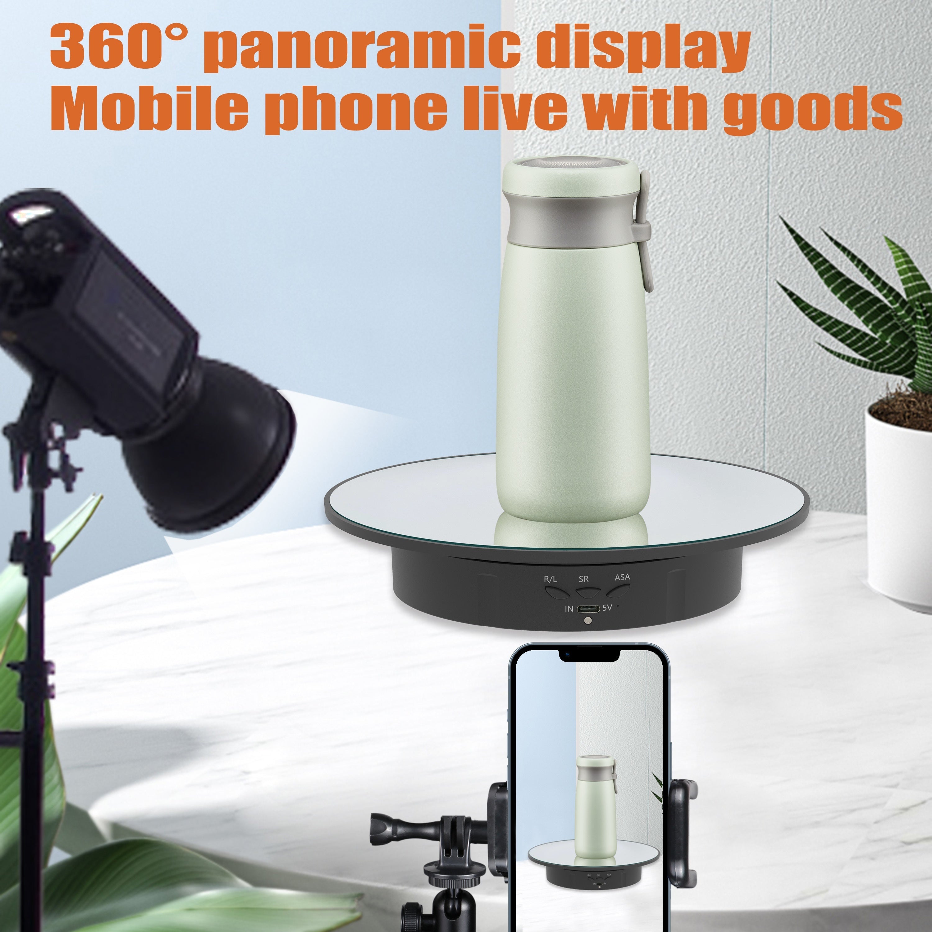 Motorized Rotating Display Stand with 19.99cm Pedestal, 360° Adjustable Speed, 7.71kg Load Capacity for Jewelry Photography and 3D Models