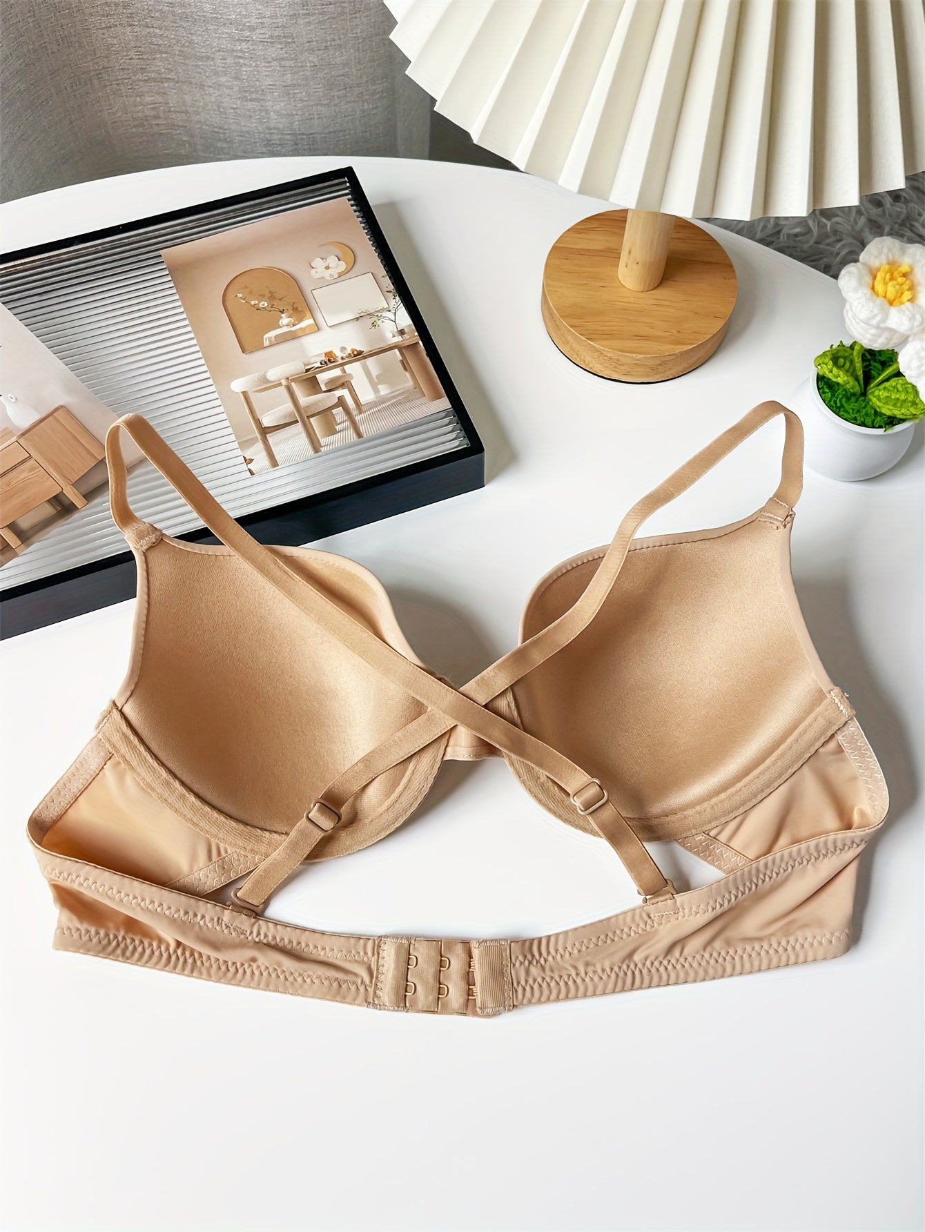 Women’s Seamless Underwire Push Up Bra with Cross Straps and Comfortable Fit