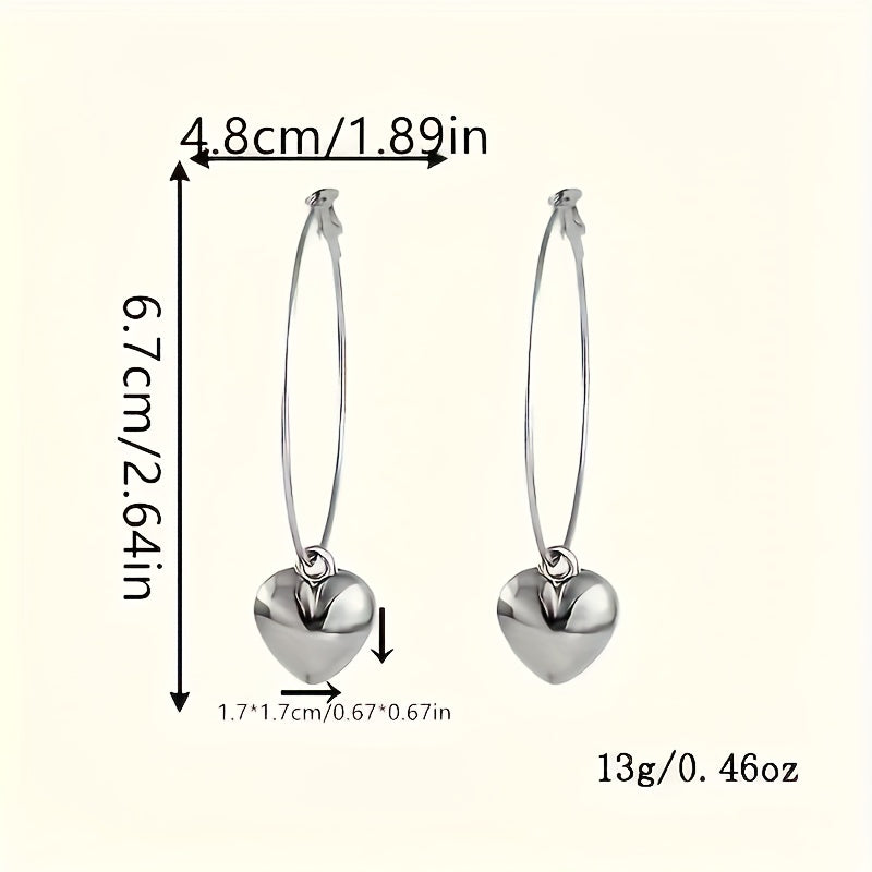 Women's Large Hollow Round Heart-Shaped Hoop Earrings Elegant Luxe Jewelry