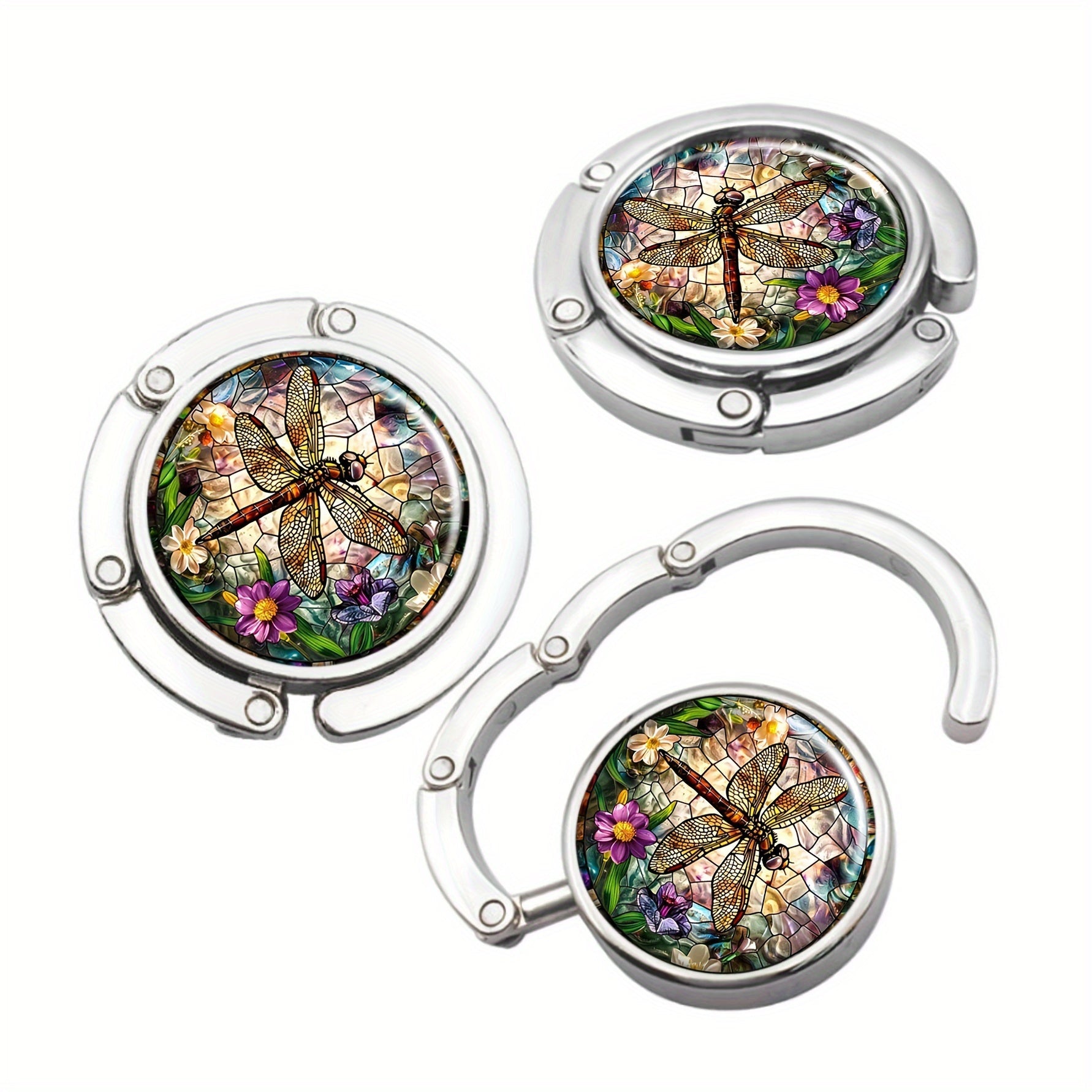 Portable Handbag Hook for Tables with Dragonfly Design Metal Bag Holder for Women