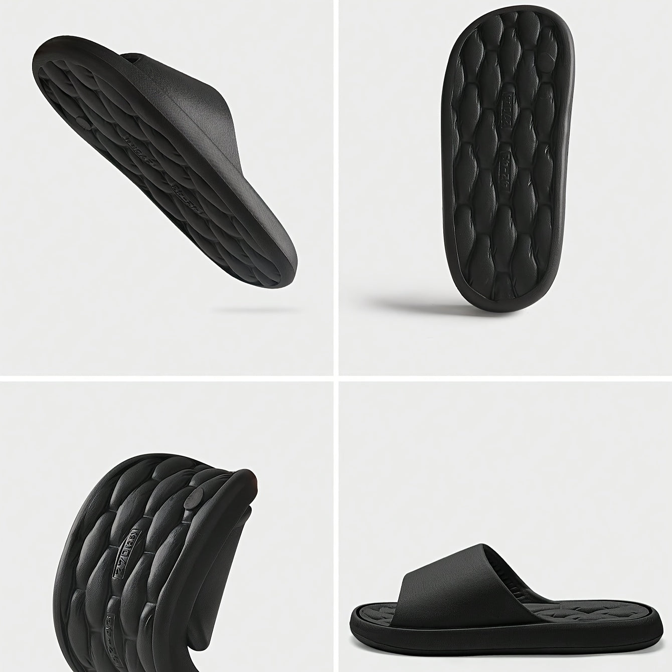 Men's Women's Anti-slip Indoor Outdoor Slippers Thick Sole Black Large Size