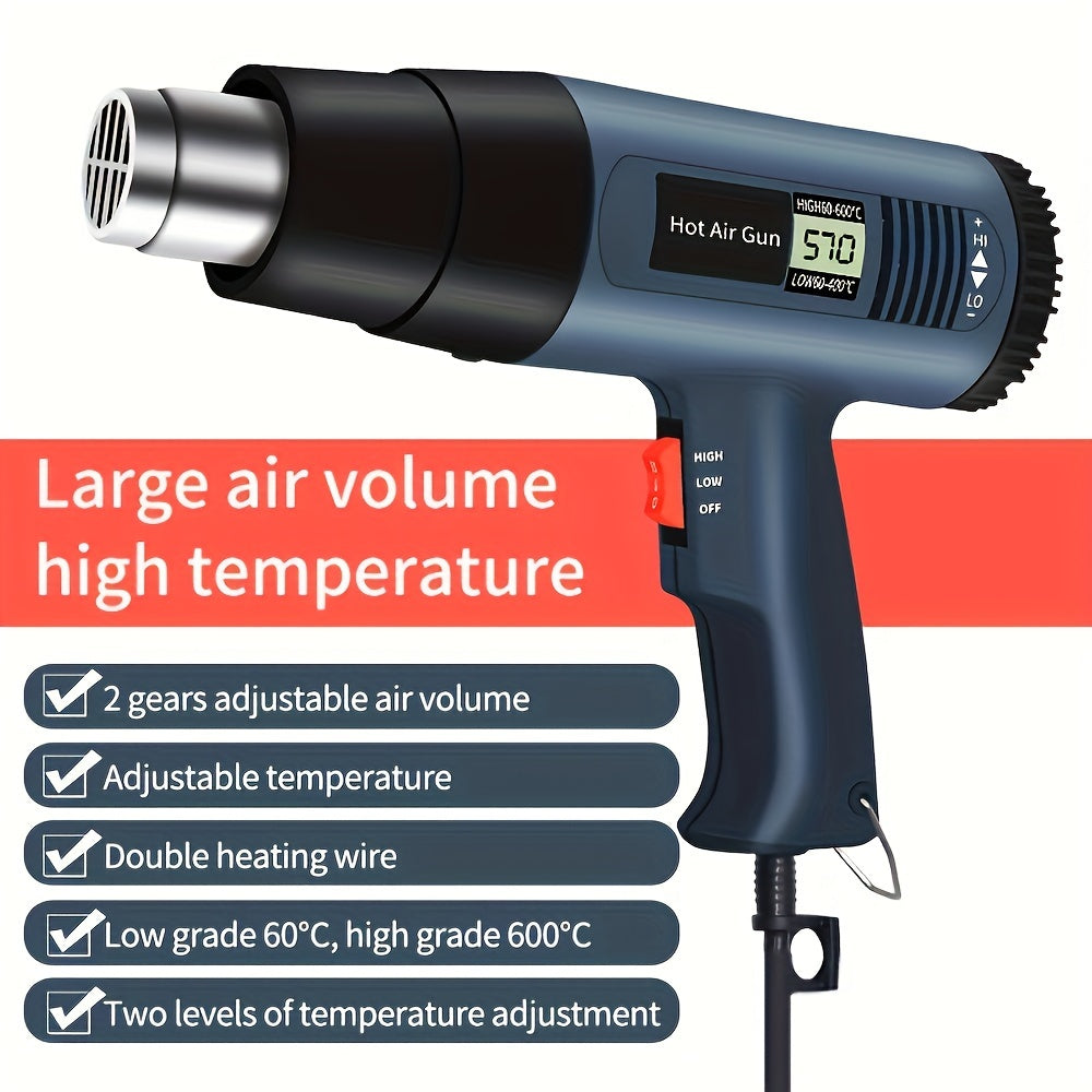 2000W Handheld Hot Air Gun for Bending and Forming Plastic Black