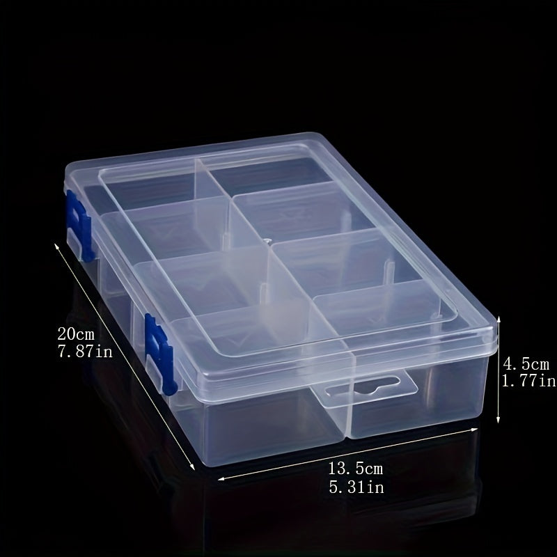 Transparent Storage Box with 8 Grids for Plastic Parts Organization