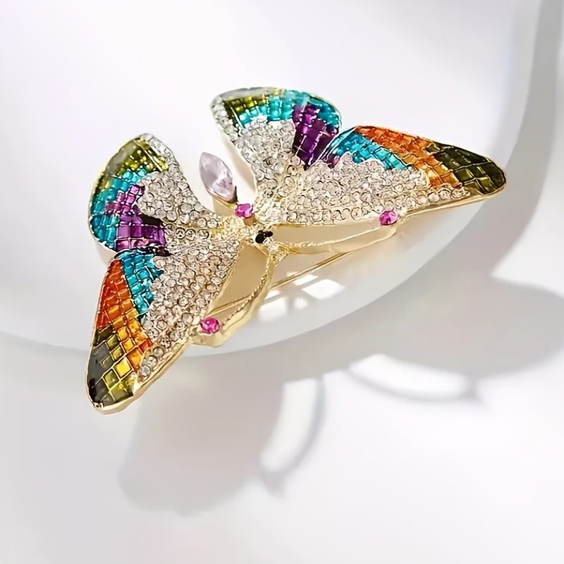 Women’s Alloy Butterfly Brooch Pins with Rhinestones Elegant Jewelry Accessories