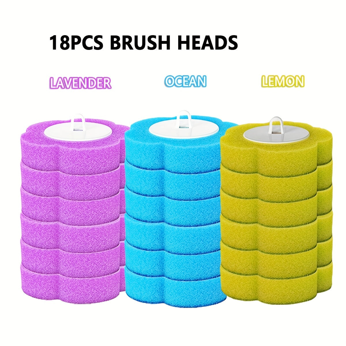 Pack of 18 Disposable Toilet Brush Head Refills for Easy Replacement and Deep Cleaning