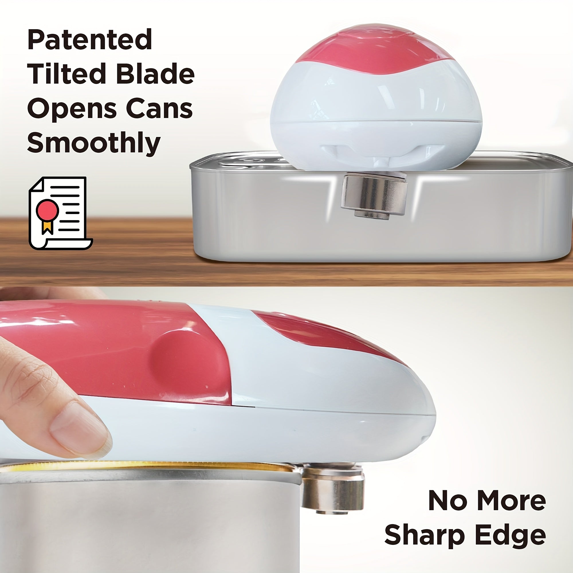 Abrelatas eléctrico para personas mayores con artritis, operado por batería, gadget de cocina con borde suave