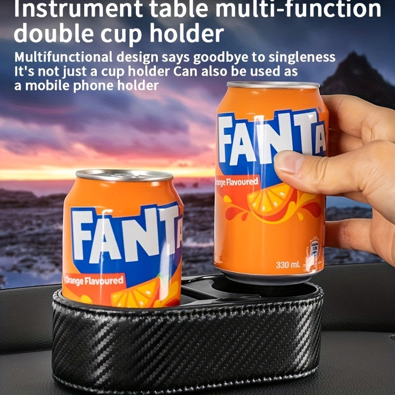 Car Interior Beverage Rack with Phone Holder Black Durable Plastic