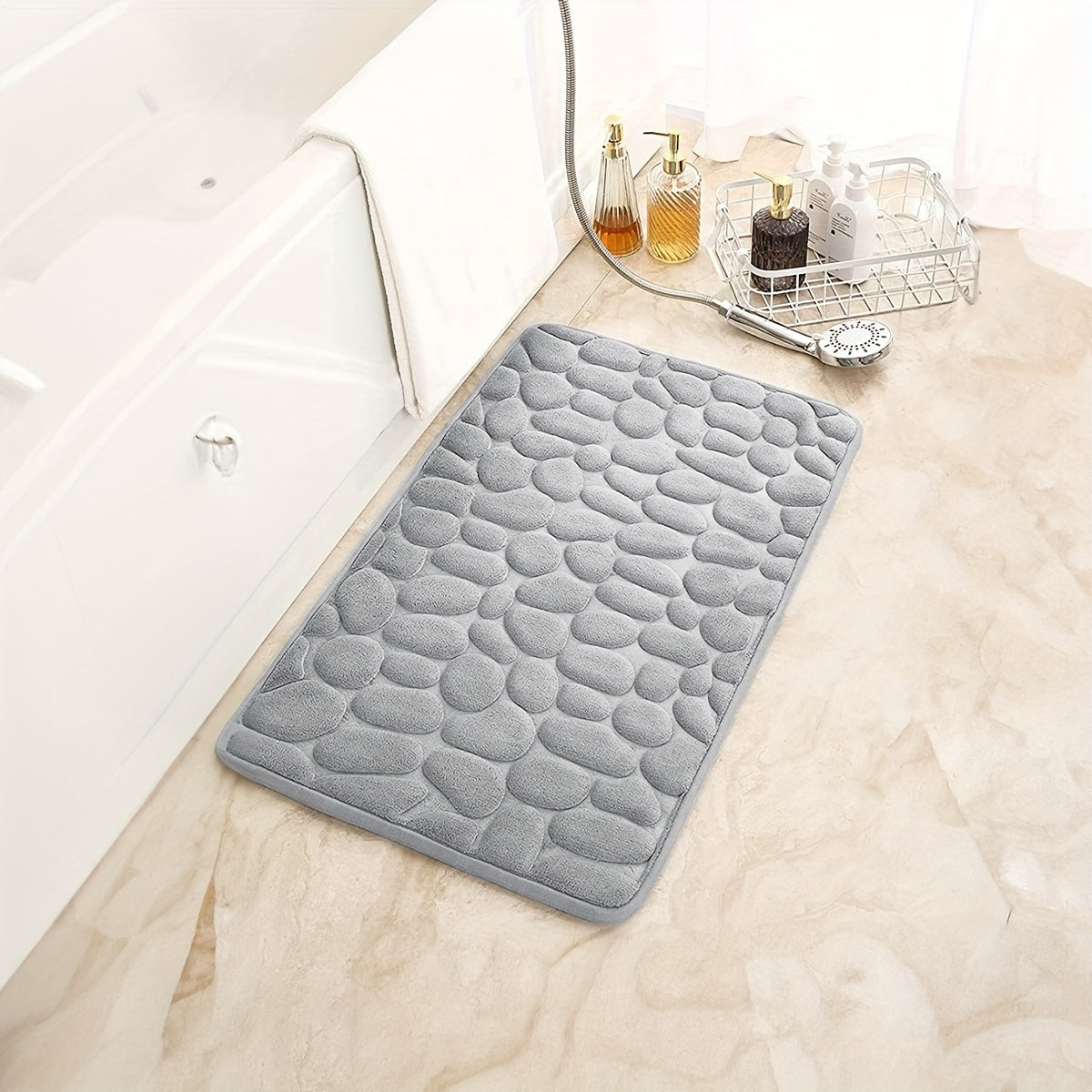 Memory Cotton Bathroom Floor Mat Water Absorbent Non-Slip Doorstep Carpet
