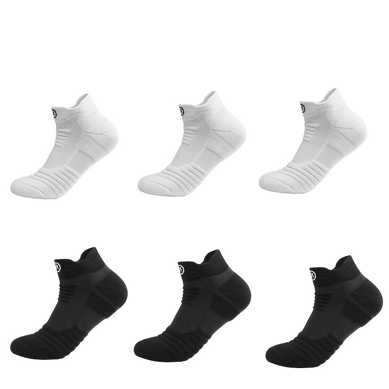 Men's Athletic Compression Socks 5 Pairs Breathable Sweat-Wicking Polyester Gray Black White
