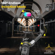 3-Axis Phone Gimbal Kit with RGB Fill Light Extension Rod Tripod and Carrying Case