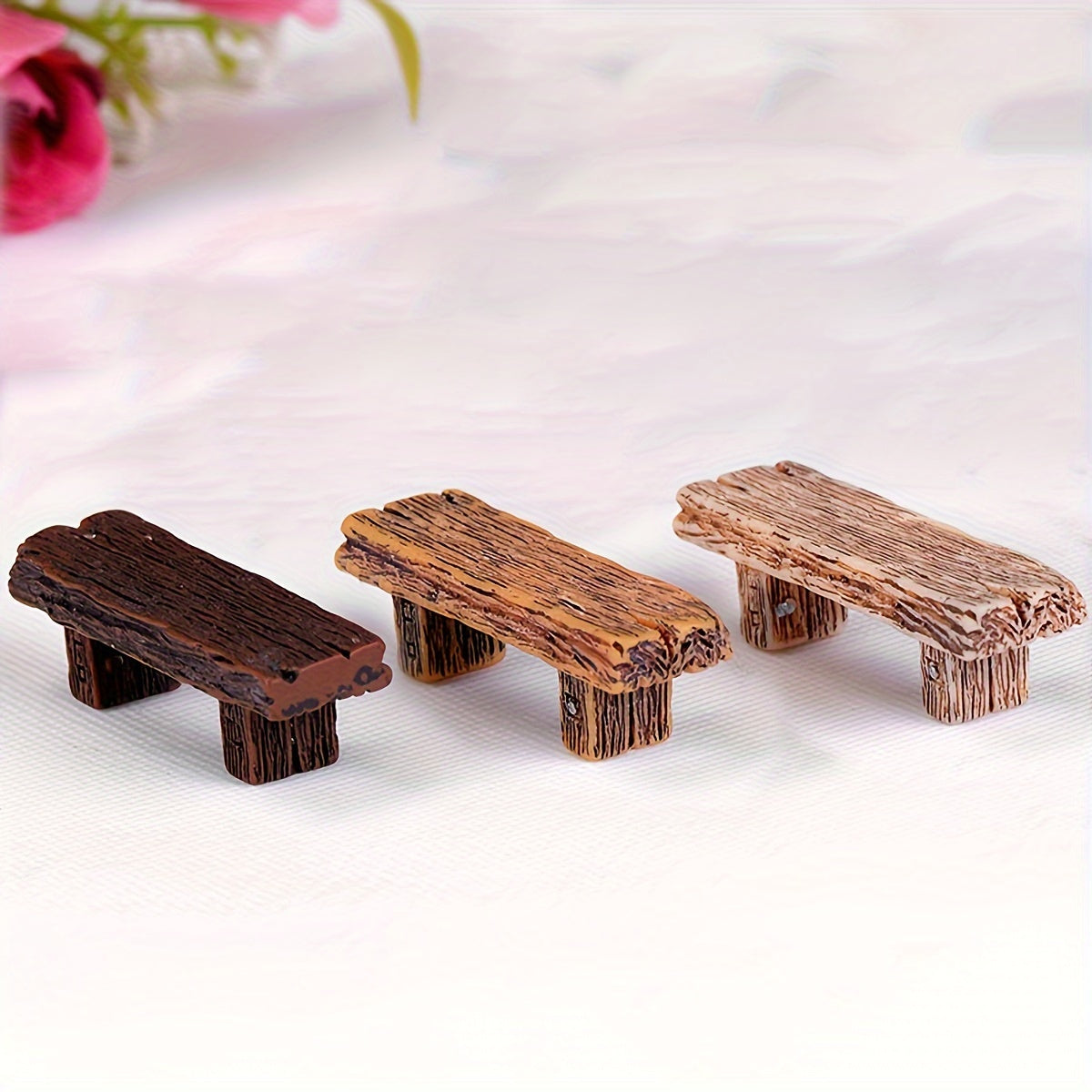 Juego de 3 taburetes de madera maciza para micro paisajismo y manualidades DIY