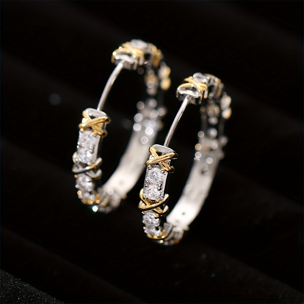 Bohemian Zirconia Hoop Earrings for Women with Copper Embellishments