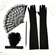 1920s Women's Masquerade Party Accessories Gloves Feather Hair Clips Smoke Tube Fans Dress Embellishments