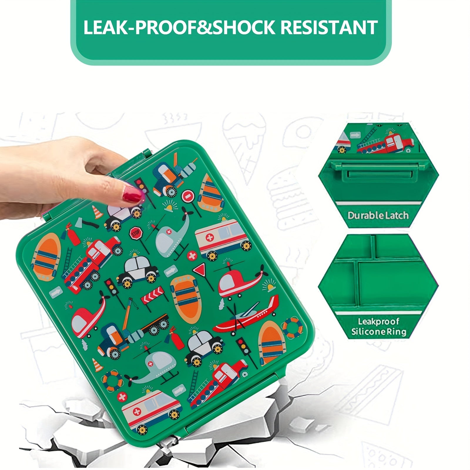 Set de lonchera bento para niños con recipiente para sopa de 8 oz, compartimentos a prueba de fugas, frasco de comida y bolsa para almuerzo