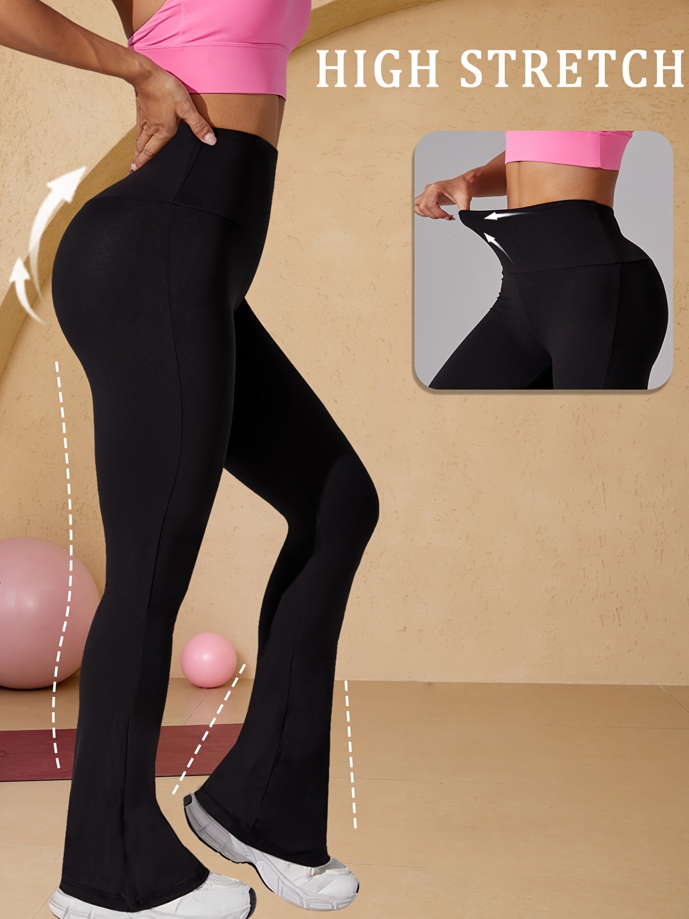 Women's Plus Size High Waisted Flare Leggings Black Grey 5 Pack Yoga Pants