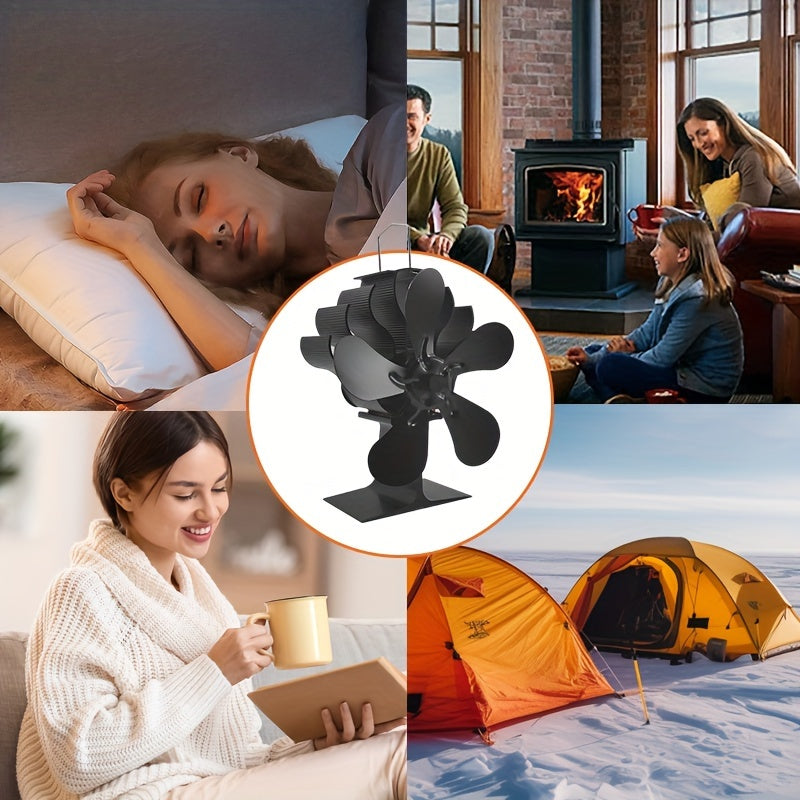 5-Blade Heat Powered Stove Fan for Wood and Fireplace Aluminum Exhaust Fan