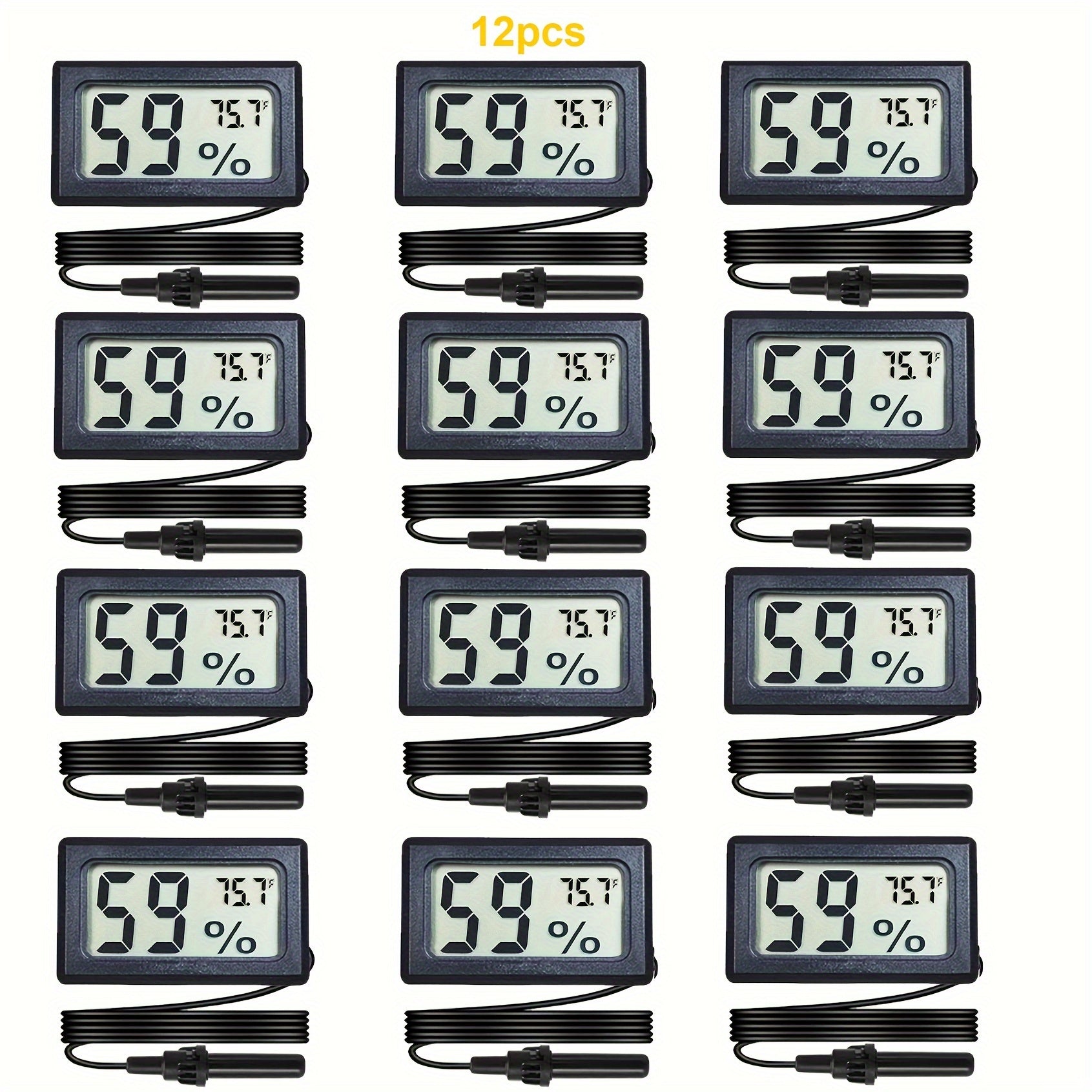 4/6/12 Pcs Mini Digital Hygrometer Thermometer with Probe for Reptile Incubator