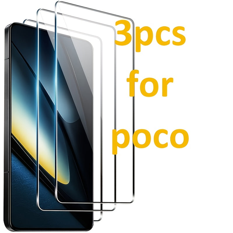 3-Pack Tempered Glass Screen Protector for Poco Models HD Clarity Scratch Resistant