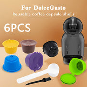 Reusable Coffee Pods Pack of 6 with Spoons and Brushes for Camping and Travel