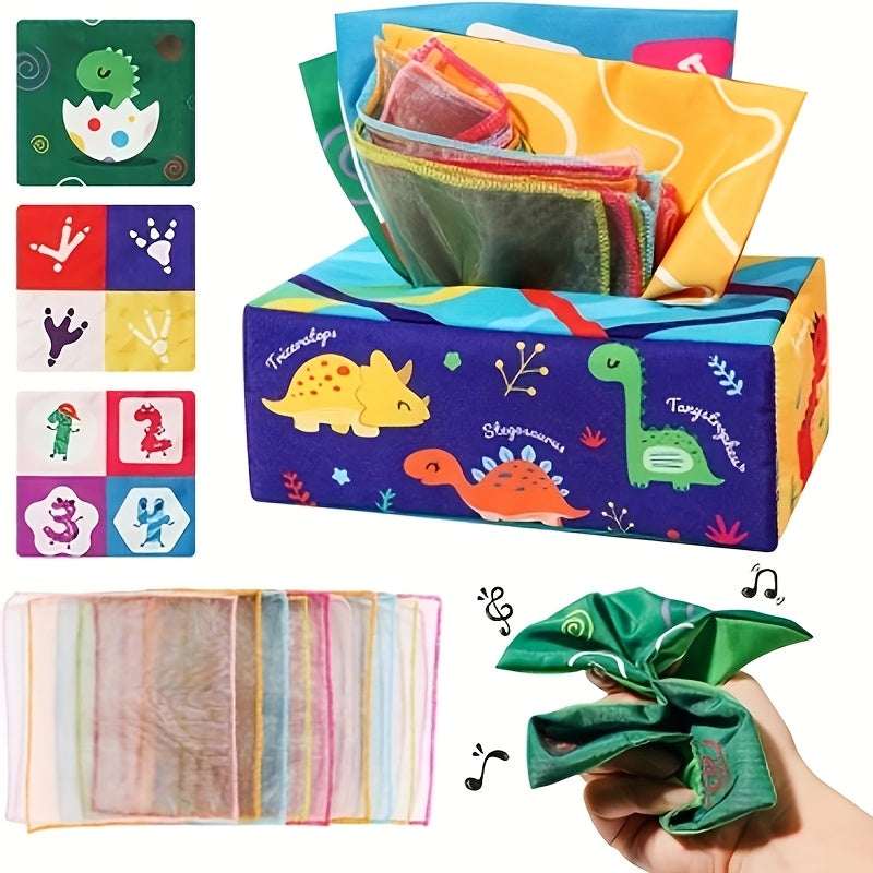Baby Sensory Toy Crinkle Tissue Box for Infants High Contrast Stimulating Learning